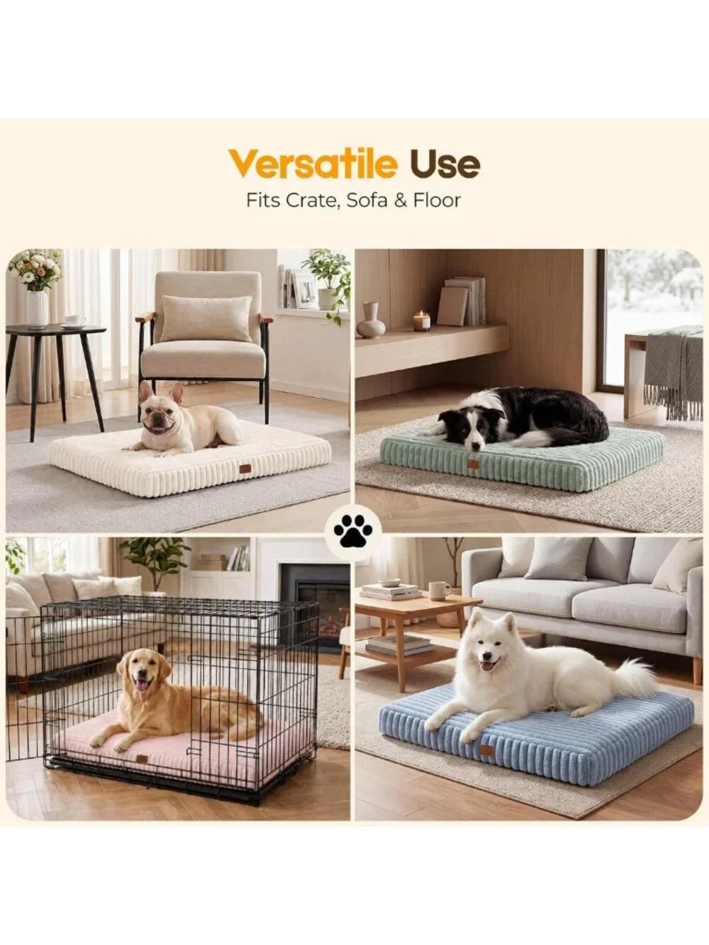 Cozy Waterproof Orthopedic Dog Bed for Large Dogs, Non-Slip, Washable Cover